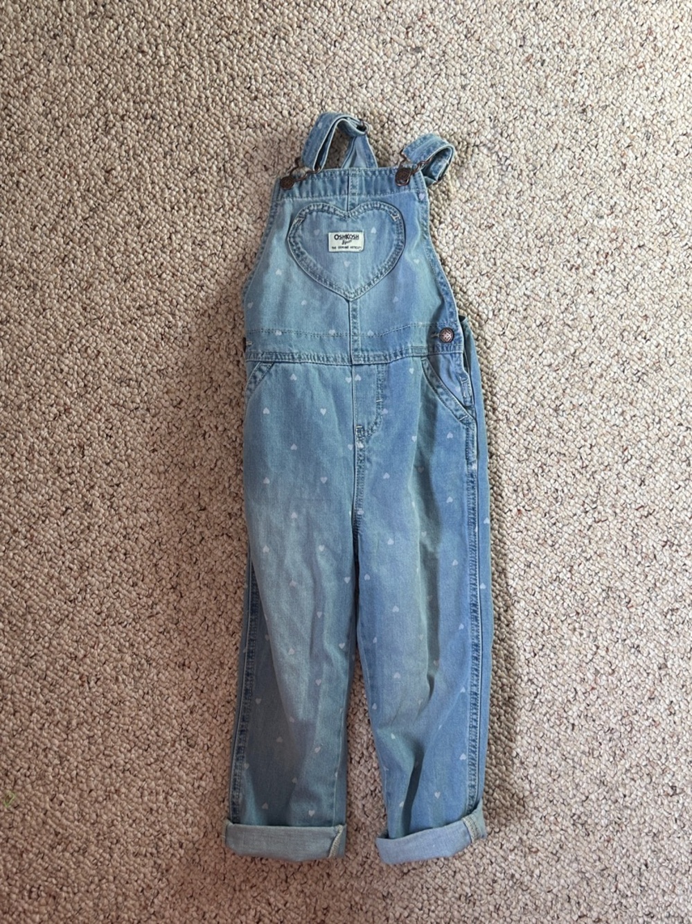 OshKosh B'gosh Light Blue Denim Heart Pocket Overalls